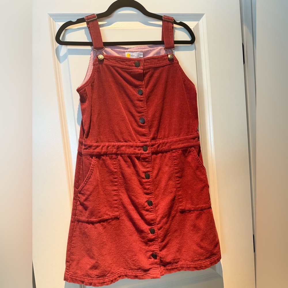 Boden Red Button-Front Corduroy Dress